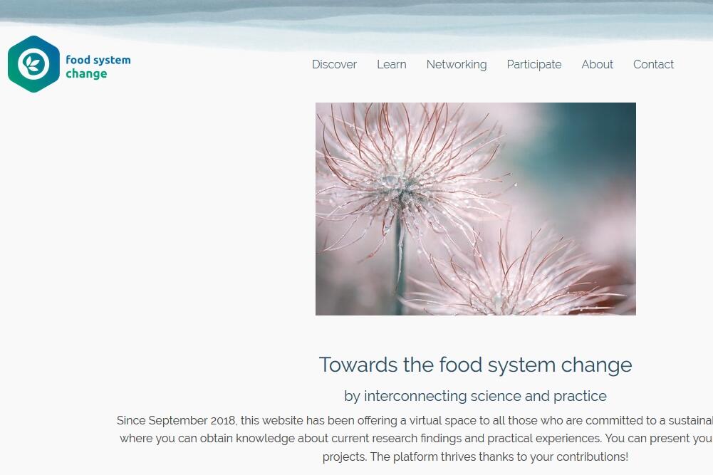 Startseite der Website Food System Change